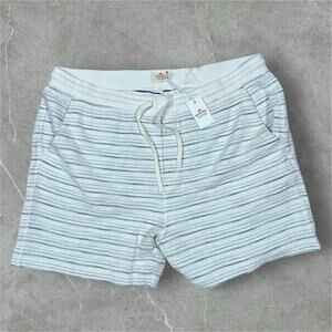 NWT Marine Layer Men’s Textured Beach Shorts Natural Multi Stripe Blue White XL